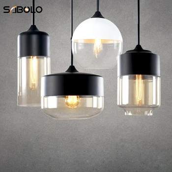 

Modern Loft Hanging Cord Pendant Lighting Fixtures E27 Edison Light Bulb LED Pendant Light Creative Glass Pendant Lamp