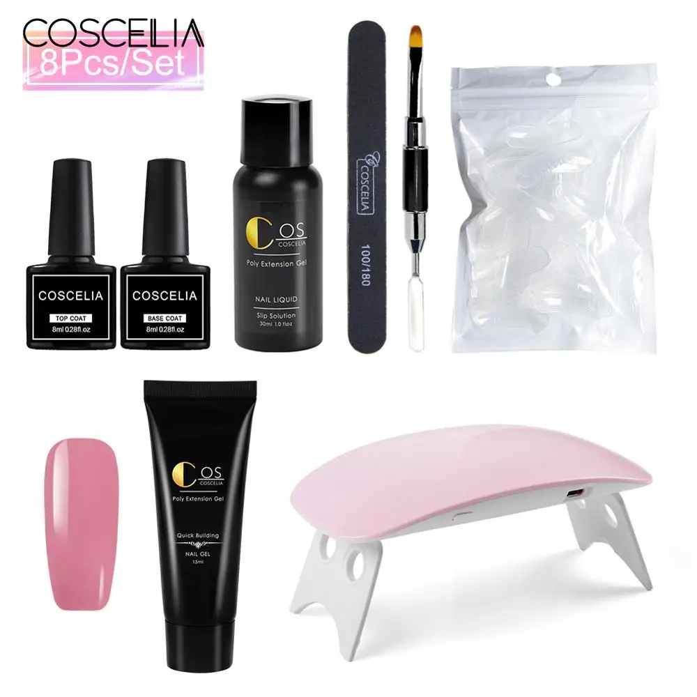 COSCELIA Poly Nail Gel Kit Маникюрный набор УФ светодиодная лампа Набор для ногтей Советы