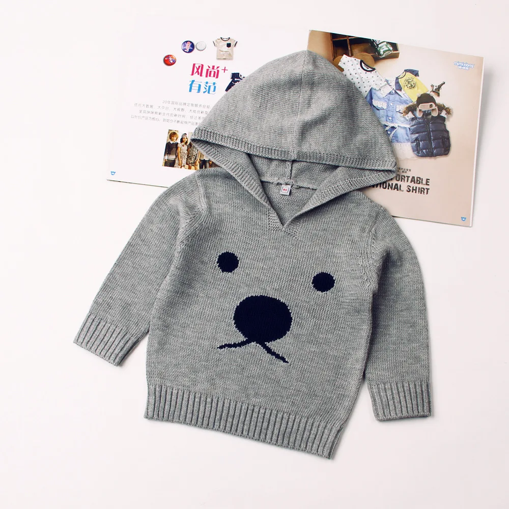 

Knitted Boys Kids Sweaters Baby Pullover Children Hooded Sweater Pull Autumn Winter Causal Jersey Sweter Clothes top sweater