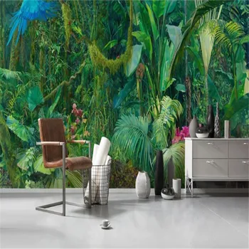 

Customized 3D large wallpaper mural hand-painted tropical rain forest red tree frog pastoral background wallpaper mural