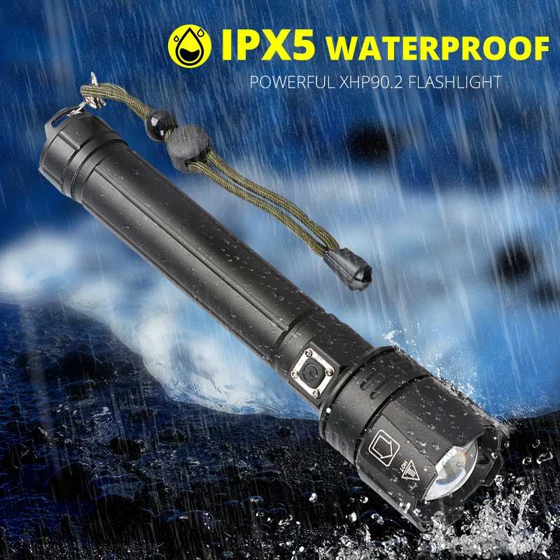 XHP90.2 Super High Power LED Flashlight USB Rechargeable Lanterna Tactical Light Camping Fishing by 26650 or 18650 Battery | Освещение