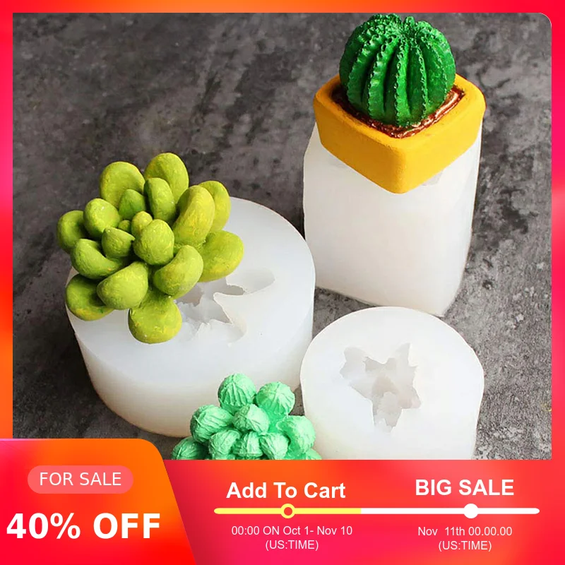 

WIILII Succulents Plants Silicone Mold Fondant Dessert Cake Decorating Tool DIY 3D Chocolate Handmade Soap Candle Mold