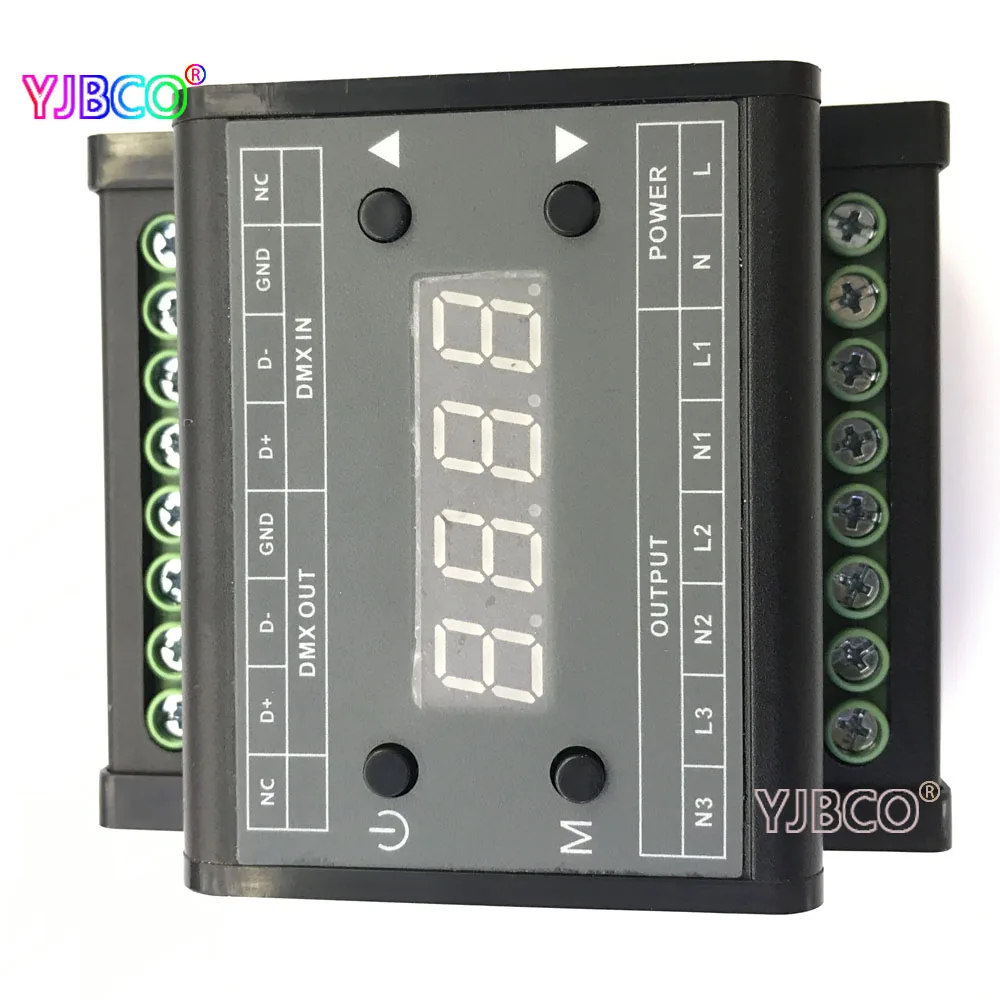 

DMX302 High voltage DMX triac led dimmer brightness controller AC90V-240V 50Hz/60Hz Output 3channels 1A/CH for led panel light