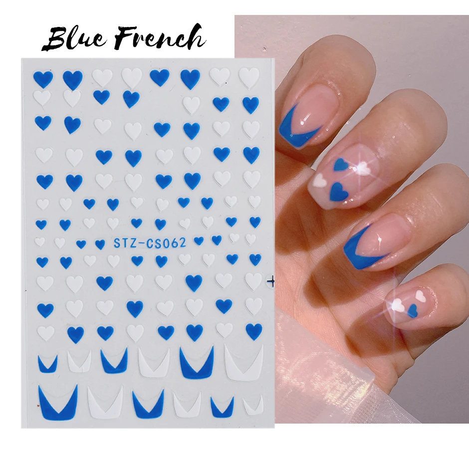 Nail Stickers French Line Sparkly Oblique Strip 3D Creative Geometry Star Manicure Tips Decorations