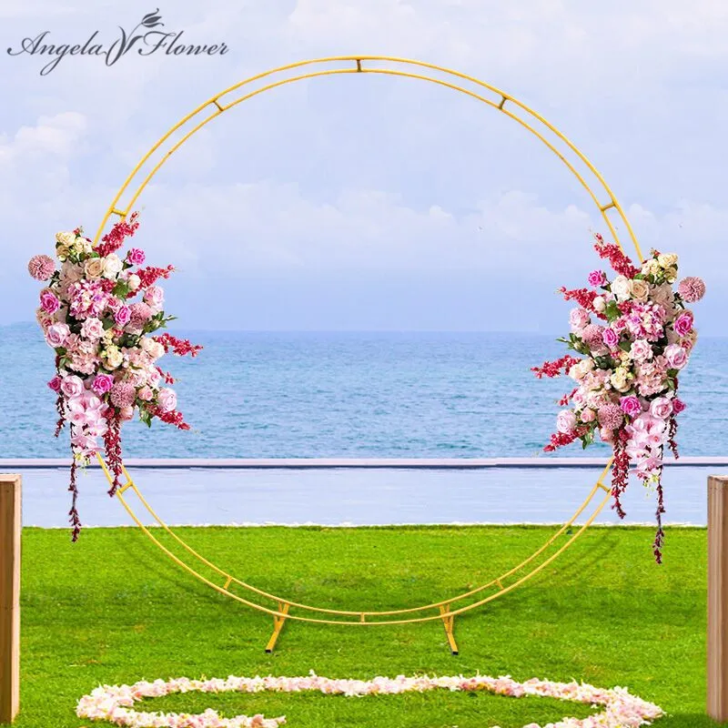 QWEASD Accessori Decorativi per Anelli Tondi con Puntelli Ad Arco per Matrimoni per Sfondo di Feste Rotonde Fiore Fai-da-Te con Cornice 1 m/A 