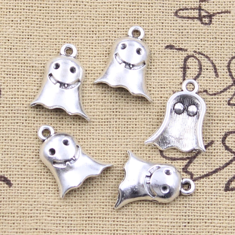 

15pcs Charms Halloween Ghost 17x14mm Antique Silver Color Pendants Making DIY Handmade Tibetan Finding Jewelry