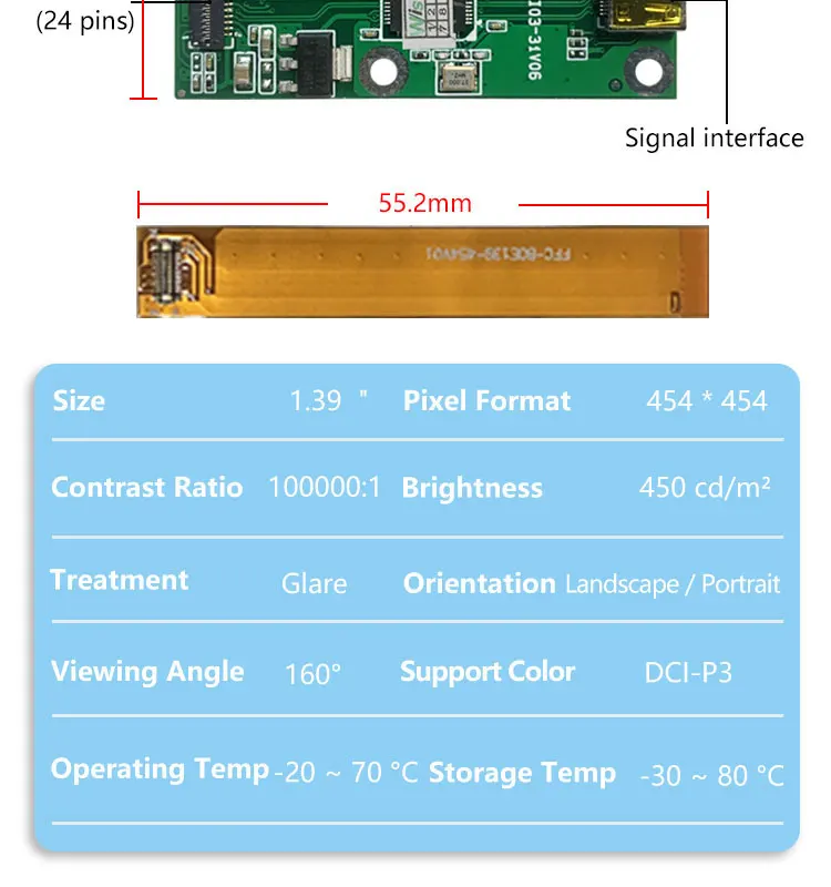 wisecoco polegada round display amoled micro oled círculo circular tela mipi controlador placa