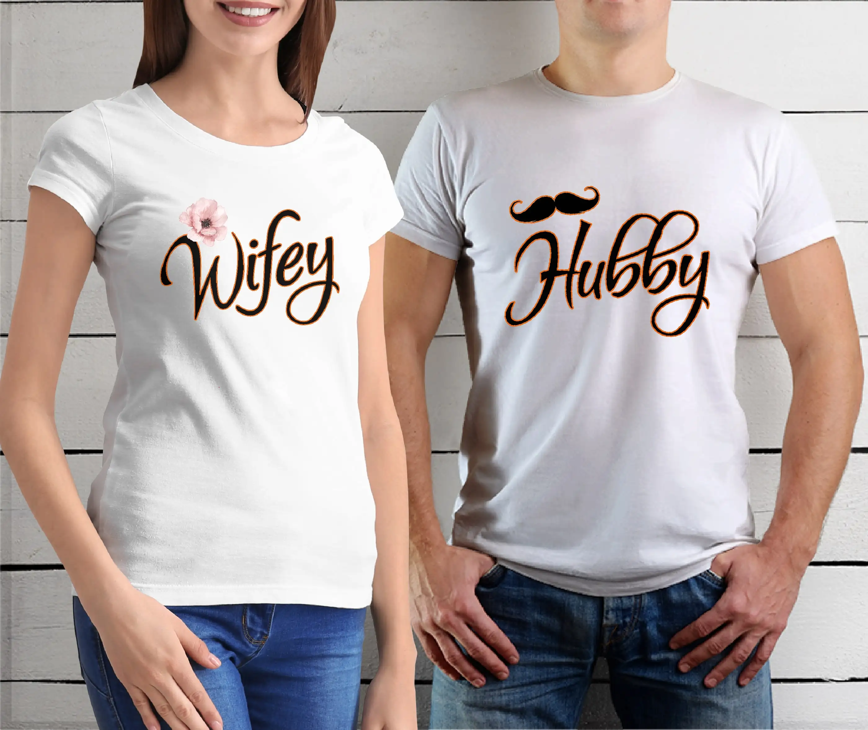 Hubby Wifey Couple T shirt|T-Shirts 