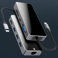 Тип-c к USB 3,0 HDMI Micro-SD TF кардридер VGA адаптер сплиттер Док-концентратор для MacBook Pro 8 в 1 type C USB C концентратор