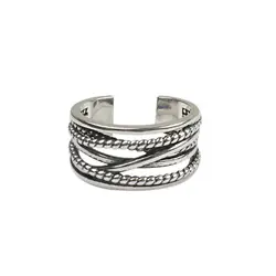 Кольцо из стерлингового серебра S925 пробы, Рядовая обмотка, винтажное Открытое кольцо