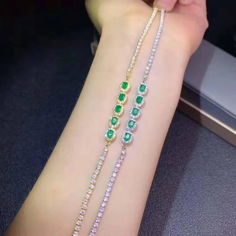 High quality natural emerald S925 bracelet fashion classic for women