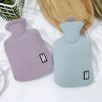 

1000ML Water Injection Hot Water Bag Flannel Winter Portable PVC Hot Water Bag with Cover Rubber Gift Hand Warmer Simple