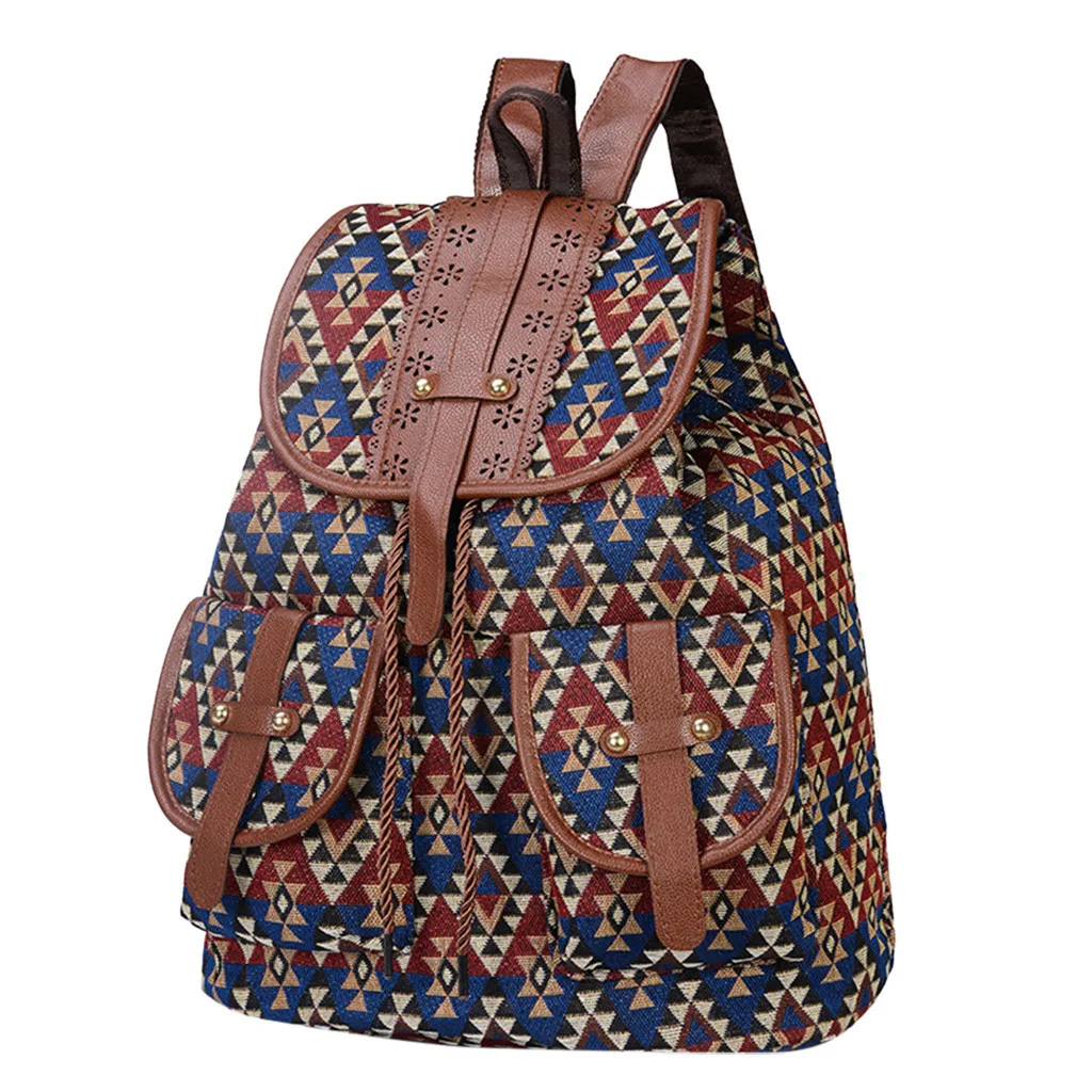Новая школьная сумка Boho Ретро винтажный женский рюкзак с кулиской печати рюкзак для холстов многофункциональный женский рюкзак