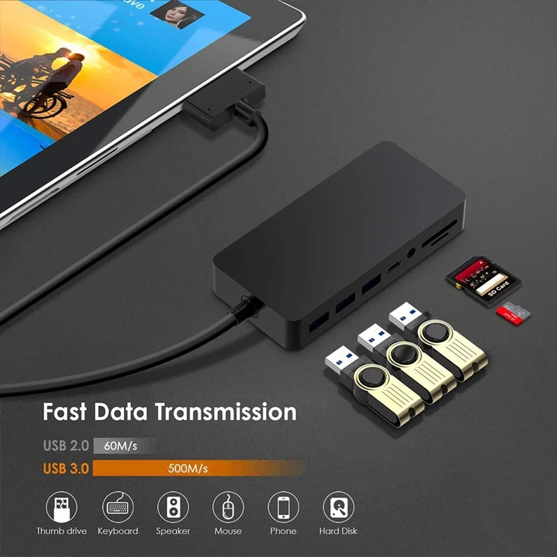 11 в 1 USB 3 0 концентратор док станция для Surface Pro с 4K Hdmi/Dp/Vga 5 o гигабитный Ethernet адаптер