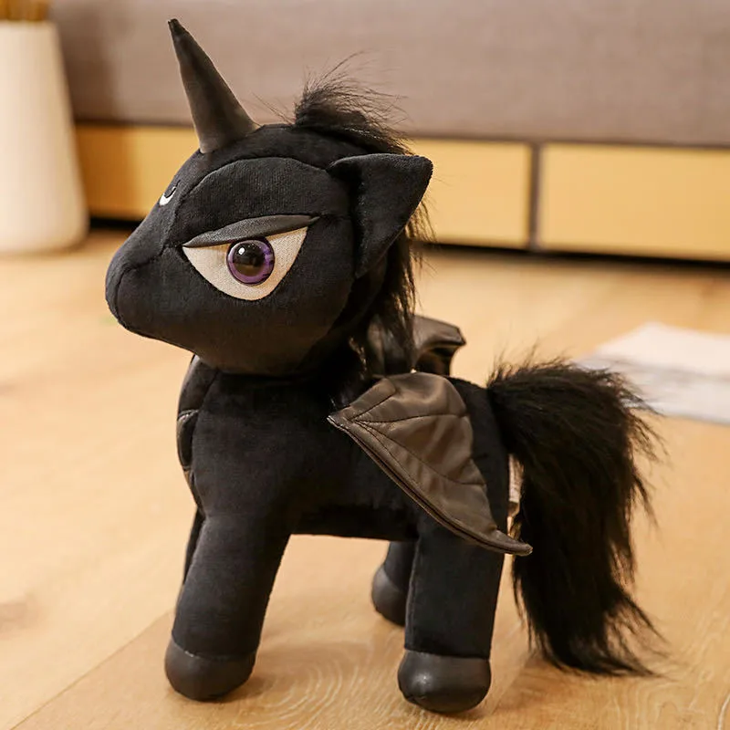 Gothic All Black Devil Animals Plush Toys Monsters Black Unicorn Hydra Snake Anubis Pentacle Elephant Rabbit Stuffed Dolls Kids Friends Gift  (13)