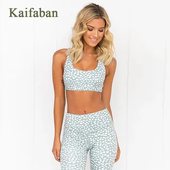 

Women Yoga Set Striped Polka Dot Print Tracksuit Sports Wear Vest Crop Top High Waist Tights Push Up Yoga Pants Leggings Fitness