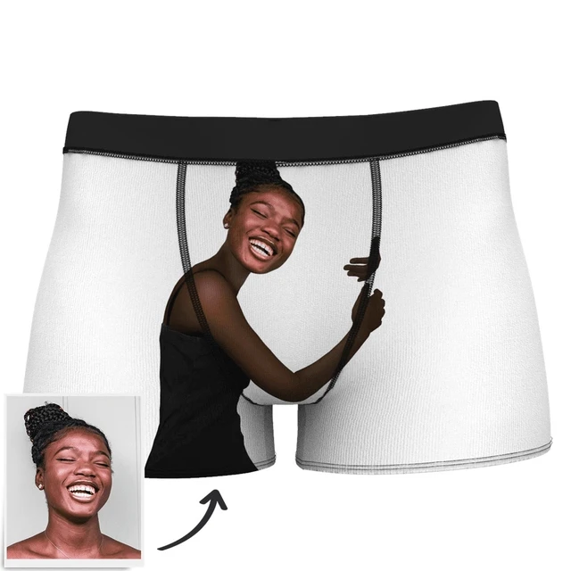 custom funny girlfriend Face On men's Body Boxers, personalise wife photo  man Christmas briefs, valentine's day
