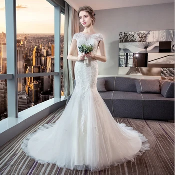 

Wedding Dress Small Tail Luxury Court Backless sexy Mermaid Wedding Dress Plus size vestidos generous bridal dress