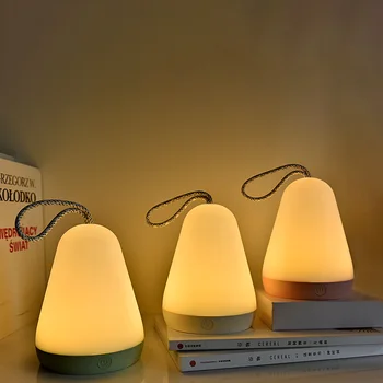 

Portable Led Night Light Remote Control Timer Dimmable Usb Rechargeable Silicone Bedroom Bedside Desk Table Lamp Outdoor Lantern