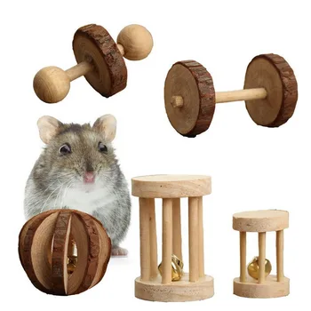 

Hamster Wooden Toy Chew Toy Jouet Rongeur Konijn Speelgoed Hout Supplies With Bell for Small Animals Exercise Toy Wood Molar