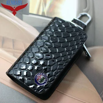 

Snakeskin Leather Auto Car Key Remote Cover Case Holder Car Key Case Wallet Bag Ring Keychain For Alfa Romeo Free Shipping
