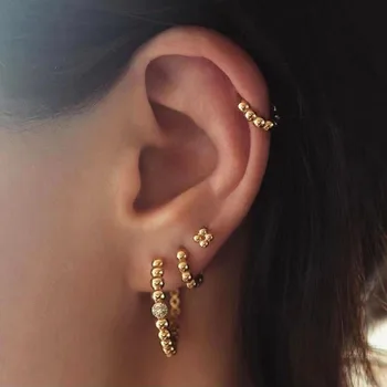 

Copper Casting Zircon Round Hoop Earrings Set for Women