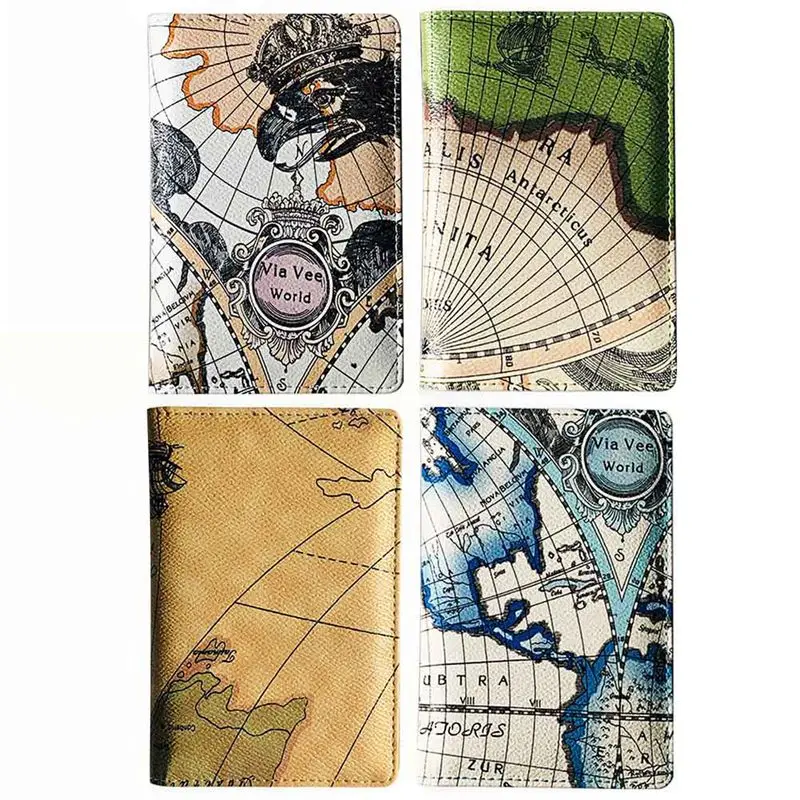 

Korean-style Map Pu Passport Bag Travel Documents Passport Holder Creative-Carrying Portable Passport Holder Document Package