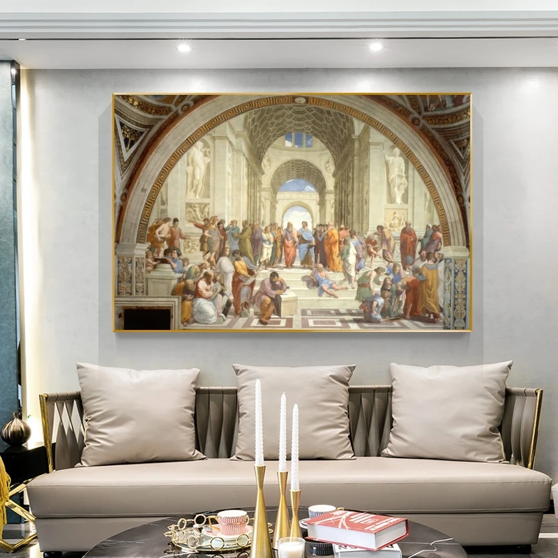 

Famous Painting Art School of Athens By Raphael Religious Posters and Prints Canvas Wall Decor Art Picture for Living Room Decor