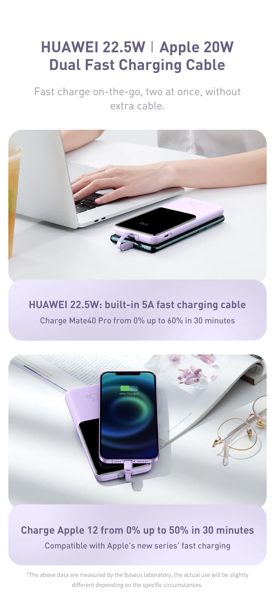 Baseus 22.5W Power Bank 10000mAh 5A USB C PD 3.0 Powerbank Portable External Battery Charger For Huawei iPhone 13 12 Pro Xiaomi bank power