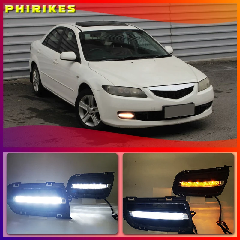 

Дневные ходовые огни для Mazda 6 Mazda6 2005 2006 2007 2008 2009, дневные ходовые огни, противотуманная фара, 1 пара, 12 В дневного света