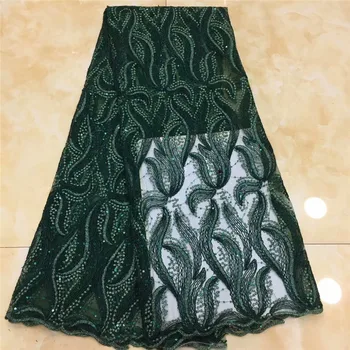 

New French Nigerian sequins net laces,African tulle mesh Sequence laces fabric high quality for wedding dresses 5 yards xz66-123