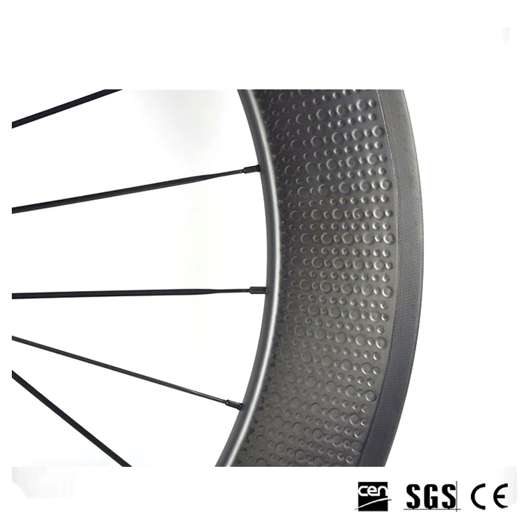 Carbon Road Bicycle Rims Dimple 700C Front 58mm Rear 80mm Dimpled Clincher Wheelset with UD Matte Basalt Brake Surface