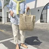 casual straw women shoulder bags wicker woven handbags rattan summer beach bag large capacity totes lady big purses shopper sac ► Photo 3/6