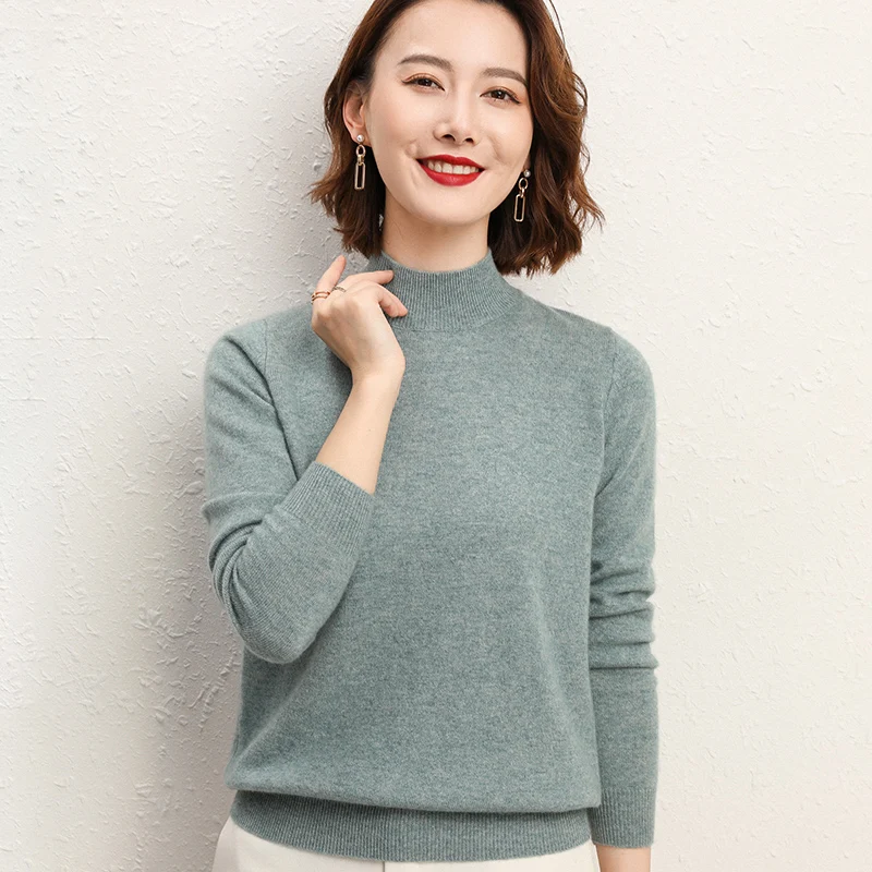 

Cashmere Sweater Women Half turtleneck Women's Knitted Turtleneck Winter Cashmere Sweater For Women Warm Bottom Sweater Female
