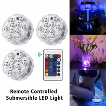 13 LED zdalnie sterowany światło podwodne IP68 wodoodporny RGB Multicolor zatapialne wazon dekoracja światło basen magnes lampa