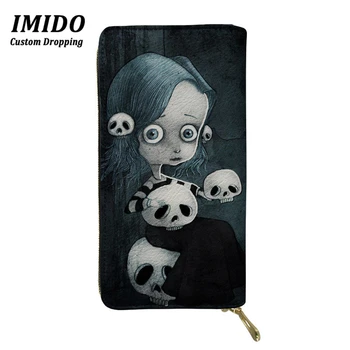 

2019 Fashion Purse Luxury Wallets 3D Skull Girls Print Casual Female Card Holder Cases Waterproof Travel Phone Bags Bolsa
