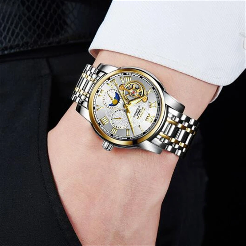 DITA Брендовые мужские часы модные деловые наручные часы из нержавеющей водонепроницаемой фазы Луны светящиеся Роскошные автоматические часы Montre Homme