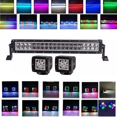 Цветная(RGB) Светодиодный светильник панели 22 дюймов 120 Вт Bluetooth Contro светодиодный 16 Вт светодиодный рабочий светильник Offroad Грузовик Лодка 4X4 12V 24V - Цвет: 3pcs