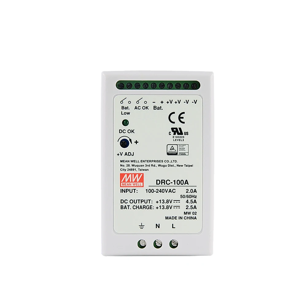 

Original Mean Well DRC Series meanwell DIN Rail Security Power Supply 40/60/100W Single Output with Battery Charger UPS Function