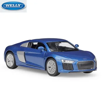 

WELLY Diecasts & Toy Vehicles 1:36 2016 AUD R8 V10 Simulation Alloy Car Model Pull Back Car for Kids Gifts Boys Free Shipping
