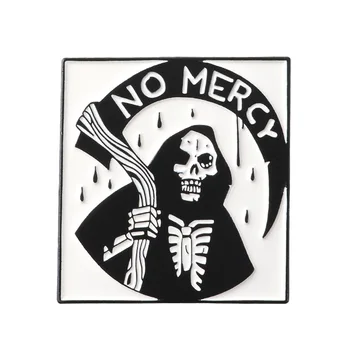 

Black Cloak NO MERCY Grim Reaper Devil Gothic Brooch Skull Halloween Death Badge Clothes Lapel Backpack Jewelry