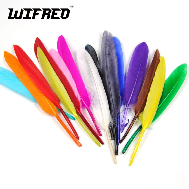

[20PCS] Small Multiple Color Goose / Duck Quill fr Fishing Fly Wings Tail Making Dry Wet Fly Tying Material Black Grey Green Dun