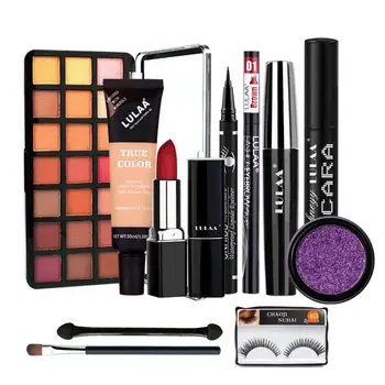 

10Pcs/Set Make Up Sets Cosmetics Kit Eyeshadow Lipstick Eyebrow Pencil Lip Gloss Glitter Matte Soft Eyeshadow Palette Set