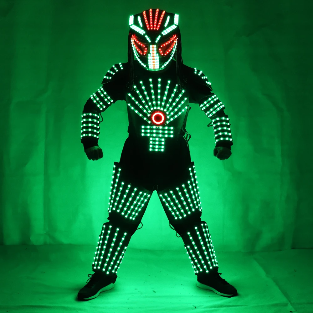 Rgb Colorful Led Luminous Robot Suit With Led Helmet Illuminated Led Growing Light Performance