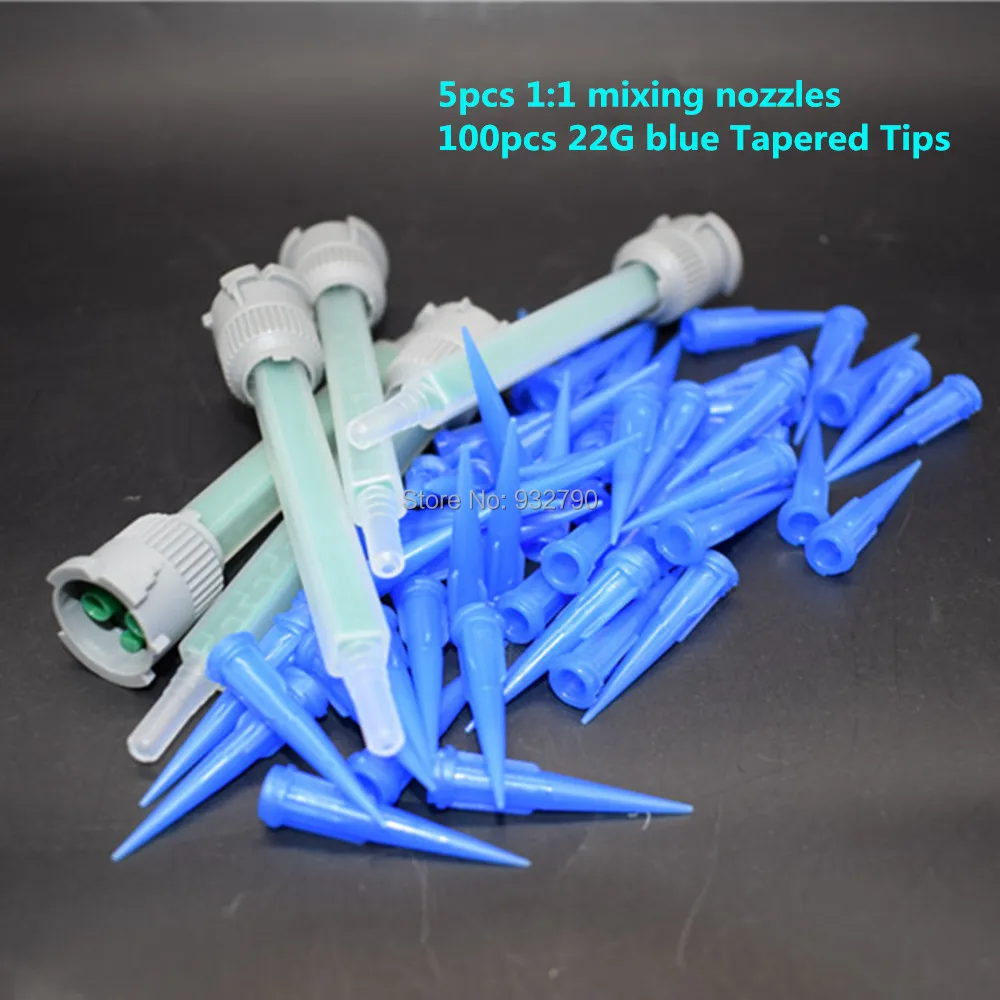 100x 25G 22G 18G TT Tapered Tips Solder Paste Adhesive Glue Dispensing Needle & 5x 1:1 AB Glue Epoxy Glue Resin Mixing Nozzle