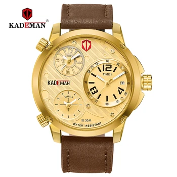 

KADEMAN Luxury Watch Men Fashion Business Male Quartz Wristwatch Reloj Hombre Multiple Time Calendar Waterproof Clock Relojes