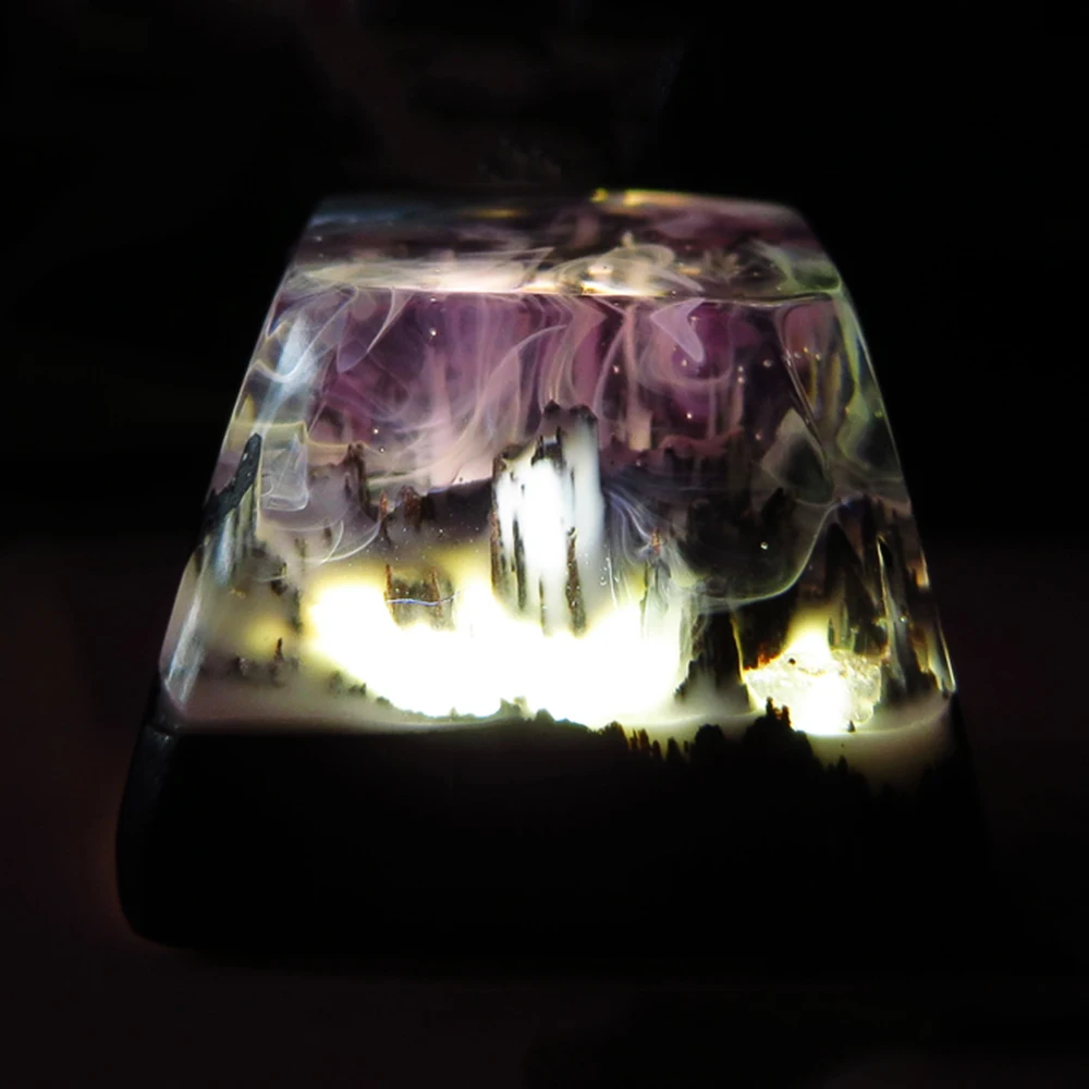 OEM R4 светящиеся снежные горные джунгли деревянные колпачки для ключей ручной