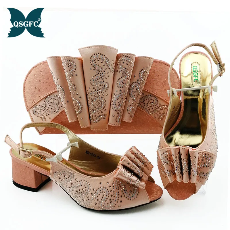 Peach new Soft Leather Italian Design Shoes with Matching Bag African Nigeria Shoes and Bag Set for Parties - Цвет: Peach