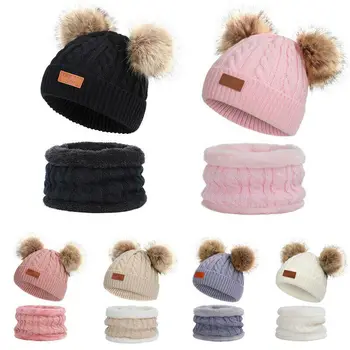 

Cute 2PCS Toddler Baby Boys Girls Hat and Scarf Cap with Scarf knitting Cotton Set Knitted Baby Beanie Hat+Scarf Set