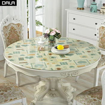 

DALA Round PVC Tablecloth Waterproof Table Protector Kitchen Dining Table Cover Soft Glass Table Cover Mat for Round Table